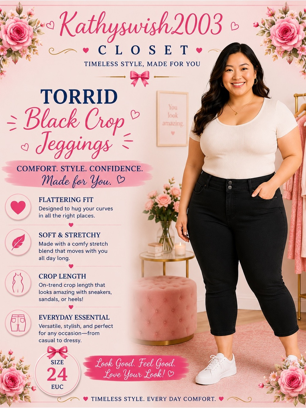 Torrid Black Crop Jeggings EUC size 24